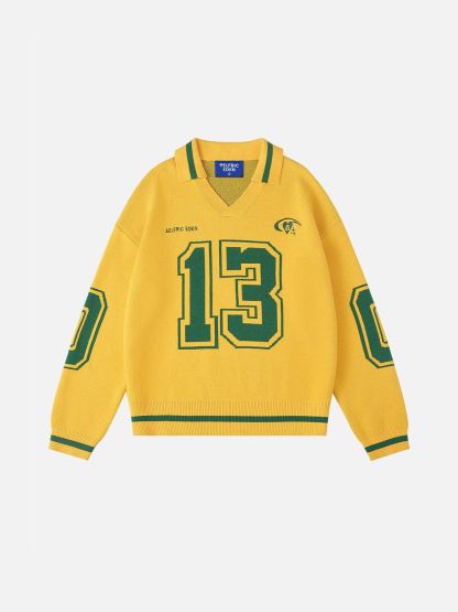 Aelfric Eden Number Graphic Polo Sweater-Limited Sale