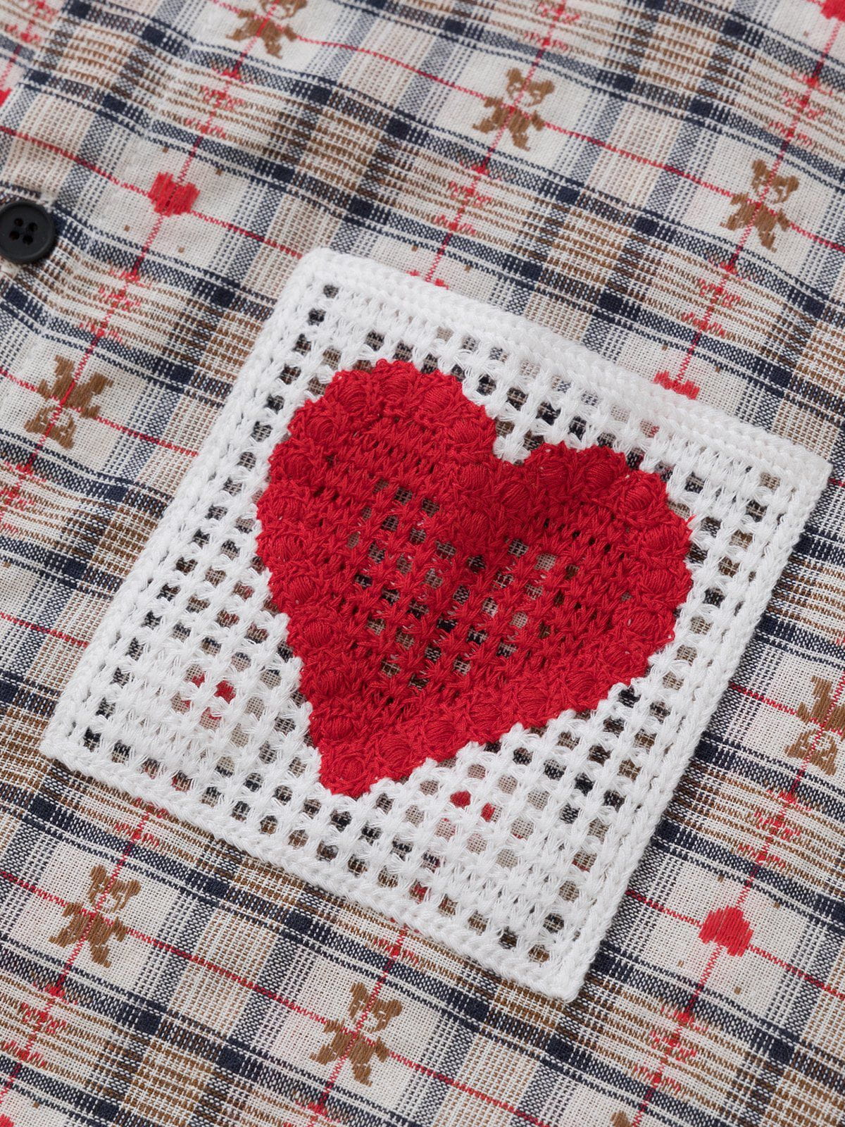 Aelfric Eden Crochet Heart Pocket Plaid Shirt-Limited Sale