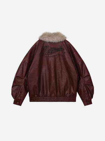 Aelfric Eden Detachable Collar Faux Leather Coat-Limited Sale