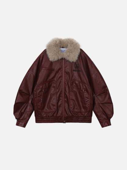 Aelfric Eden Detachable Collar Faux Leather Coat-Limited Sale