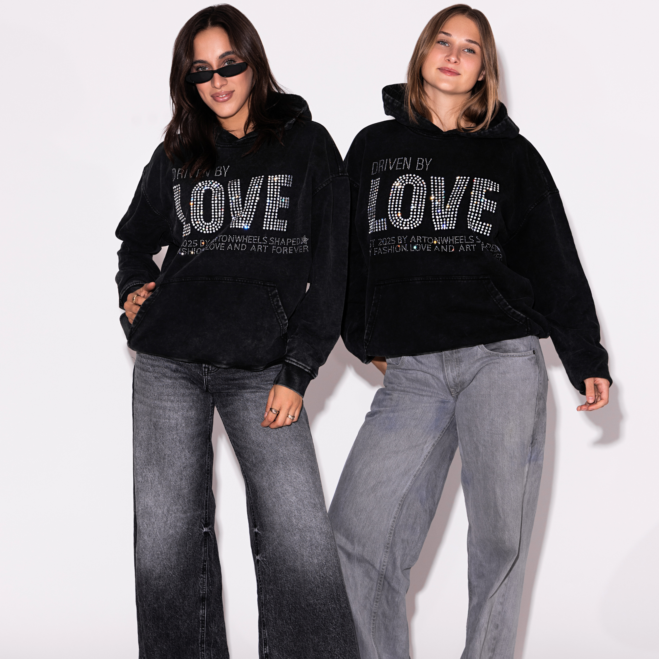 Driven by LOVE Rhinestone Hoodie-Limited Sale