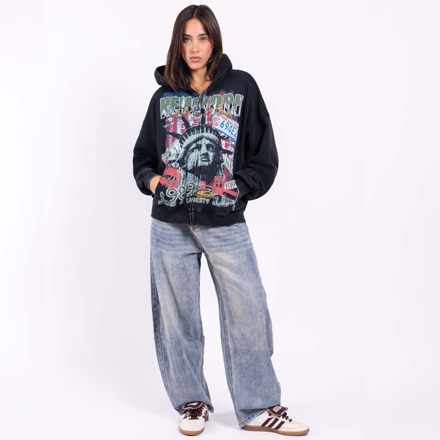 Vintage NEW YORK Zip Hoodie-Limited Sale