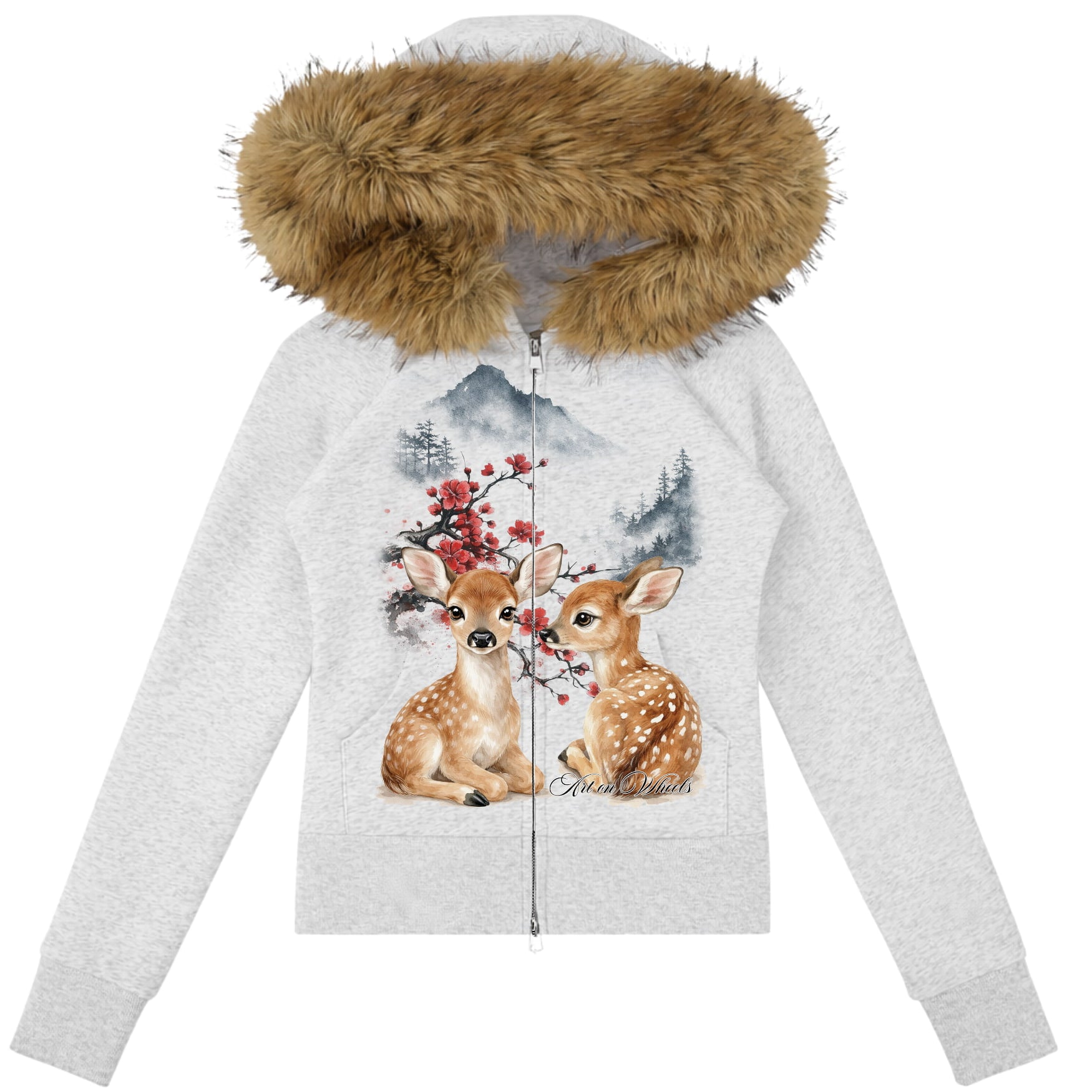 Wild Deer Slim Faux Fur Hoodie-Limited Sale