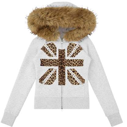 Leopard Flag Slim Faux Fur Hoodie-Limited Sale