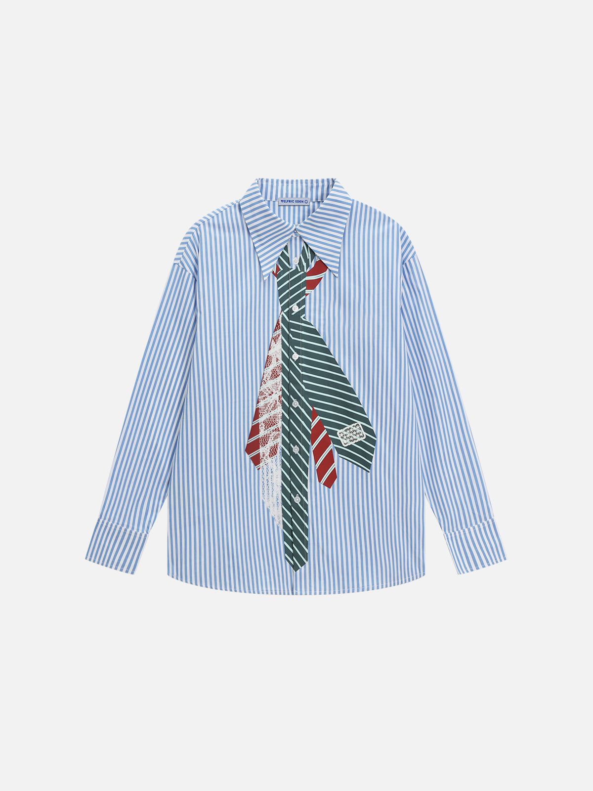 Aelfric Eden Necktie Graphic Stripe Long Sleeve Shirt-Limited Sale