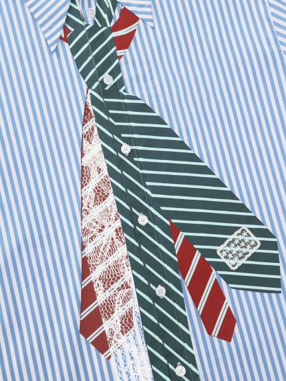 Aelfric Eden Necktie Graphic Stripe Long Sleeve Shirt-Limited Sale
