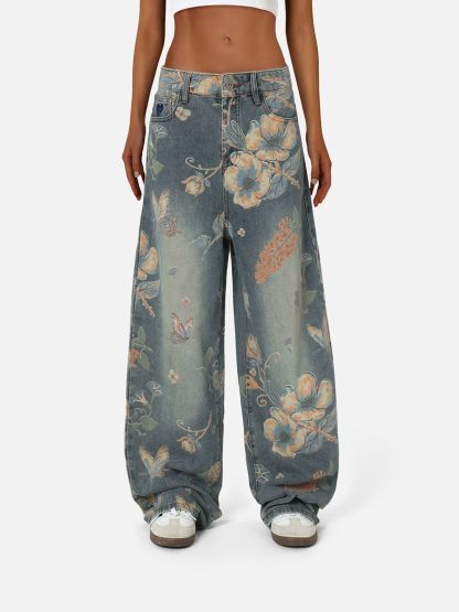 Aelfric Eden Floral Baggy Jeans-Limited Sale