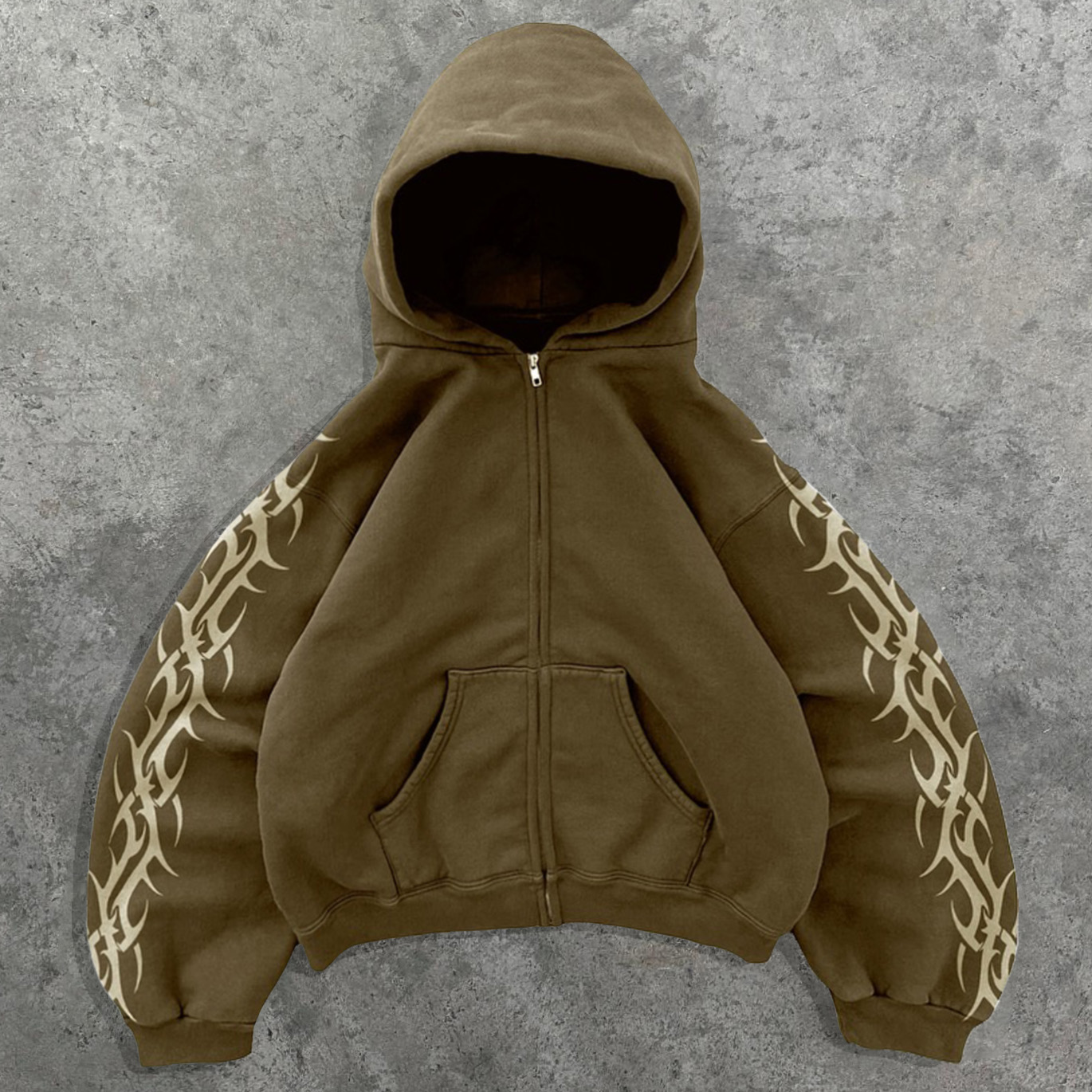 Casual Chain Print Long Sleeve Zipper Hoodies