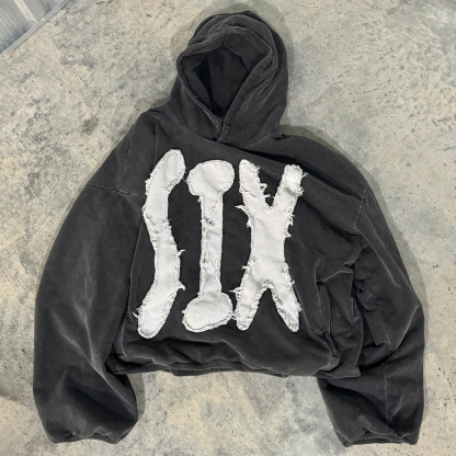 Six Print Long Sleeve Applique Embroidered Hoodies