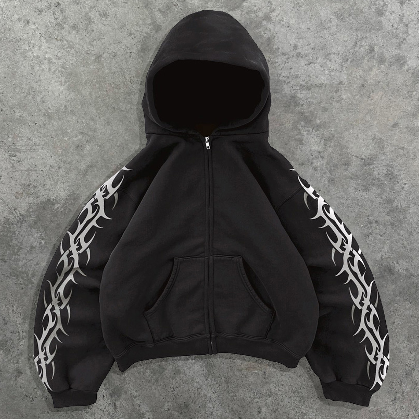 Casual Chain Print Long Sleeve Zipper Hoodies