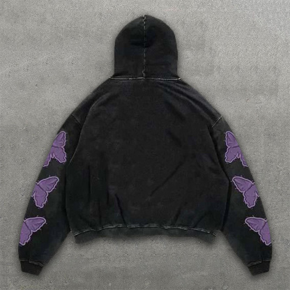 Fashion Butterfly Faux Decal Print Long Sleeve Hoodies