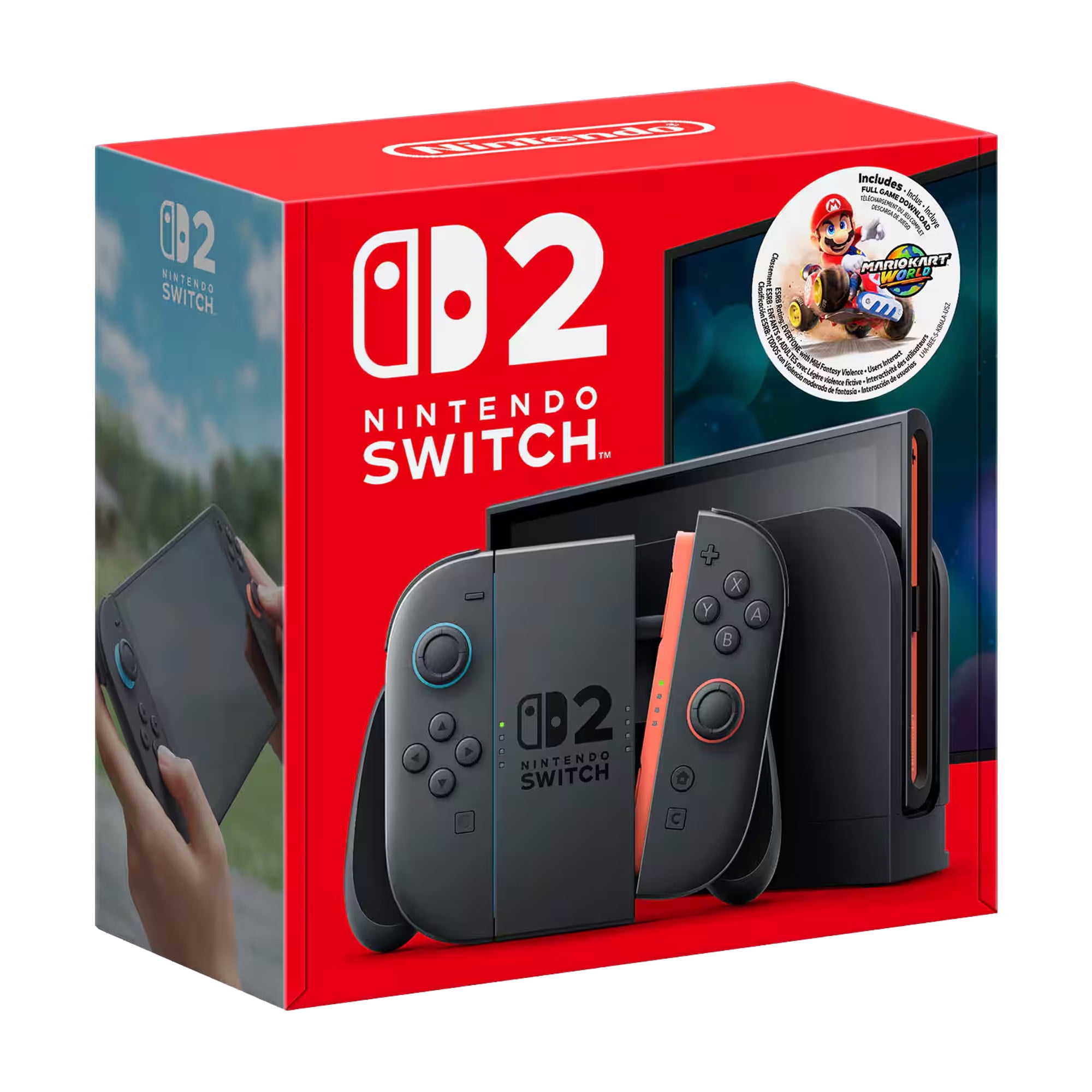 Nintendo Switch 2 Mario Kart World Bundle 256GB 7.9-Inch 1080P Screen, Joy-Con 2 with Mouse Sensor, Dock, with Super Mario Party And Microfiber Cleaning Cloth & Screen Protector
