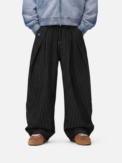 Aelfric Eden Pinstripe Baggy Barrel Jeans