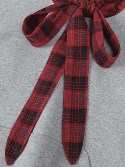 Aelfric Eden Plaid Bow Pullover Hoodie