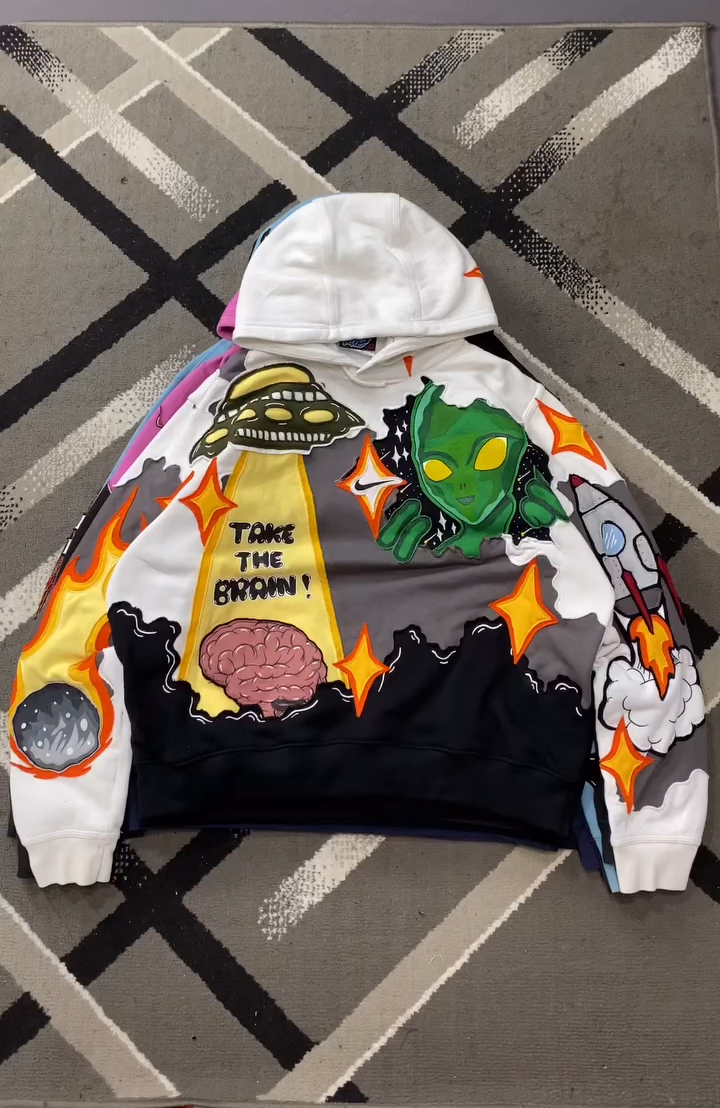Aliens Take The Brain 3D Funny Hoodie