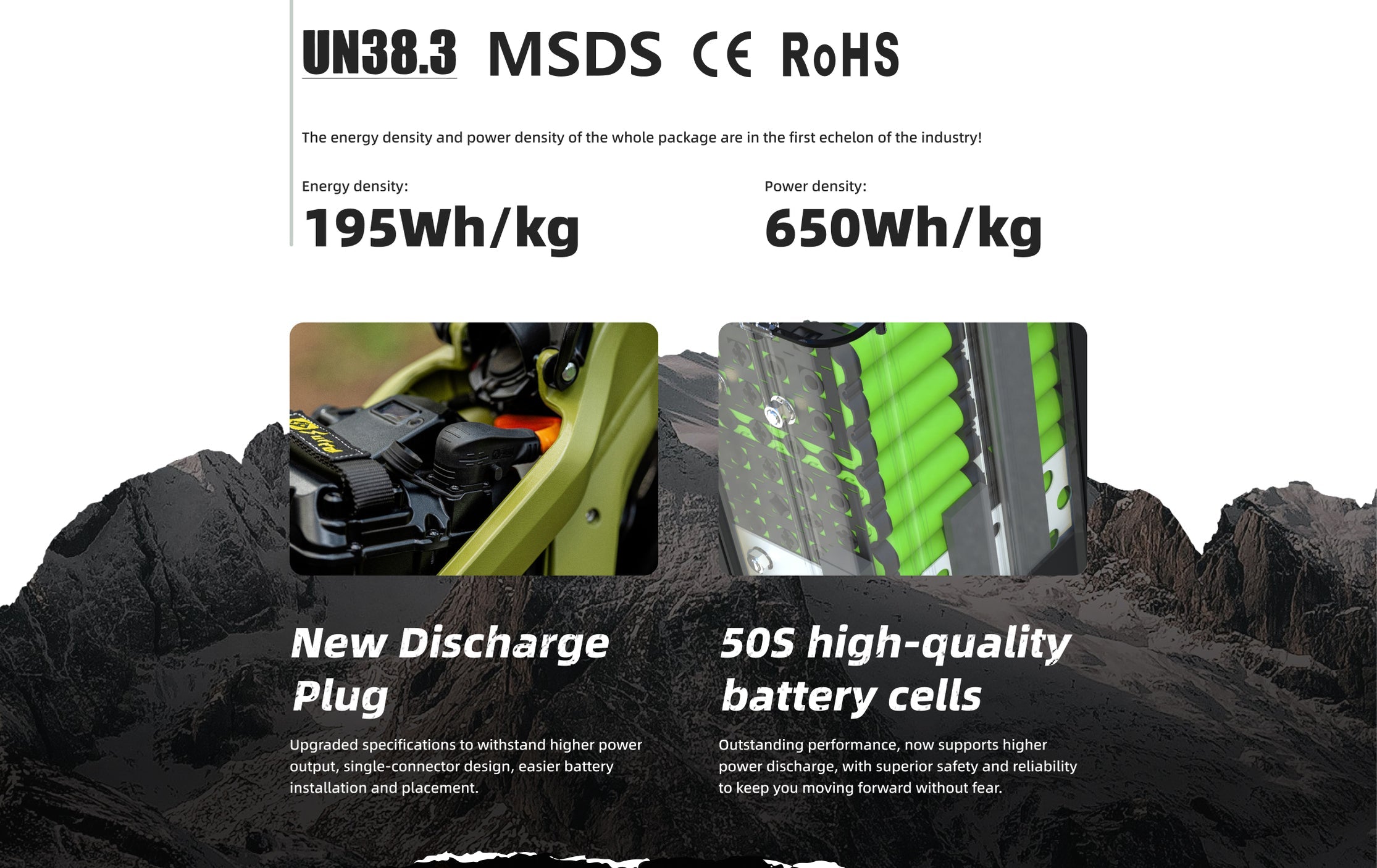 Surron Light Bee X battery cells 195Wh/kg energy density UN38.3 certified electric dirt bike battery system