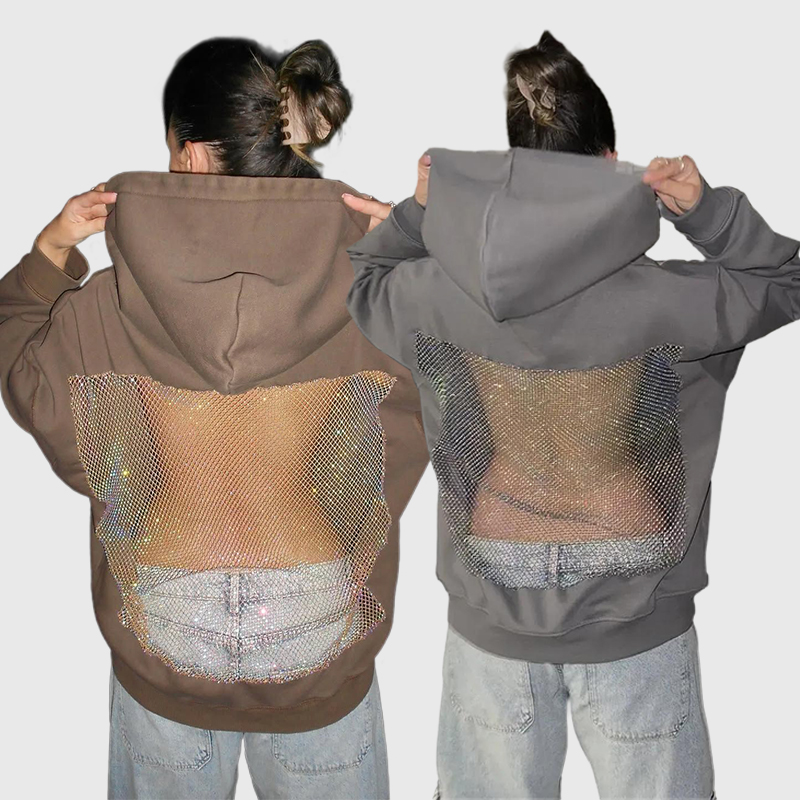 Backstage Crystal-Mesh Hoodie