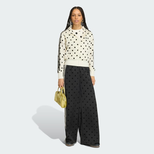 White SATIN POLKA DOTS TT Track Top