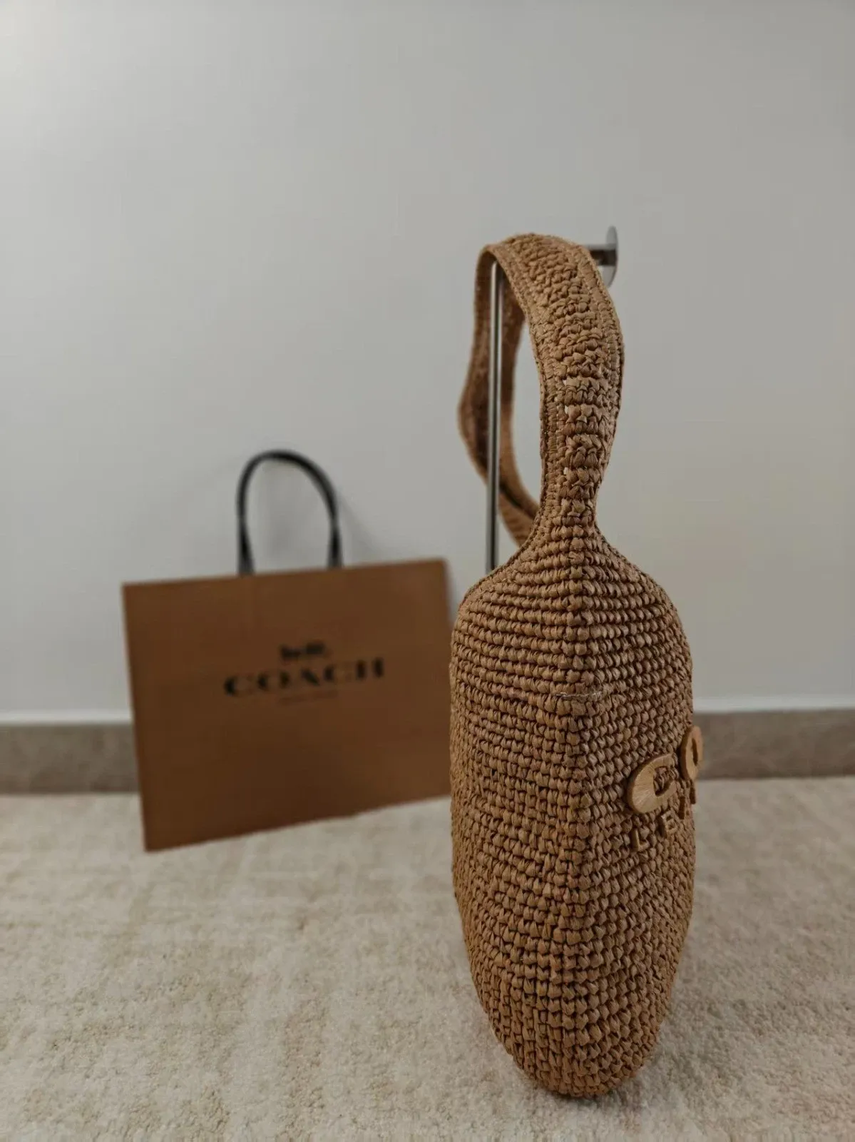 CAL97 Brooklyn Small Straw Shoulder Bag 28 Beige Outlet NEW