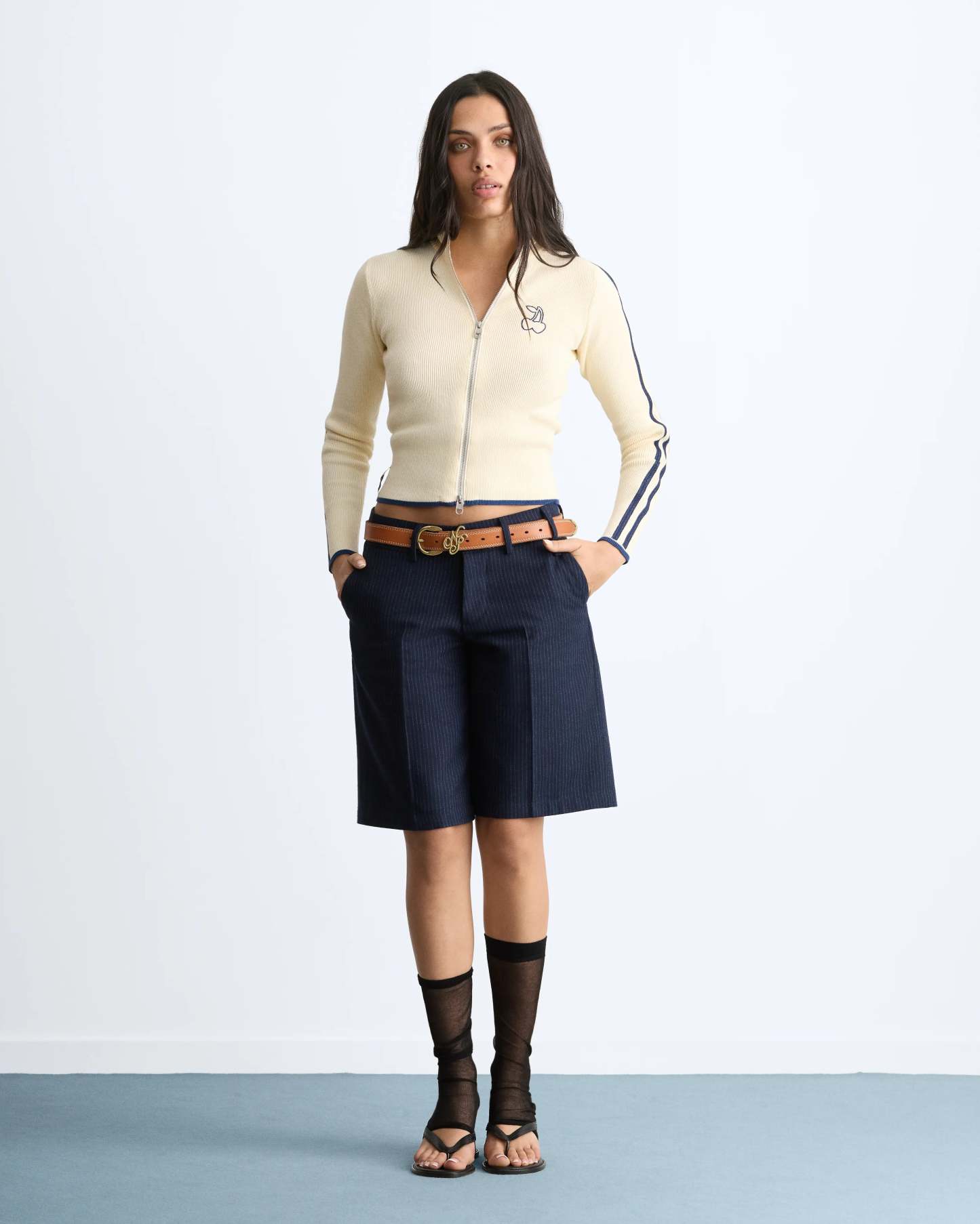 Cherries Full-Zip Knit Ecru