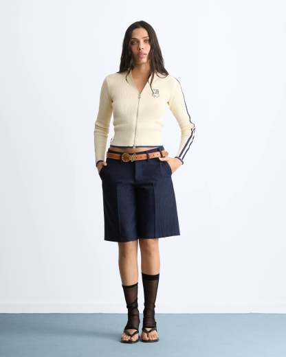 Cherries Full-Zip Knit Ecru