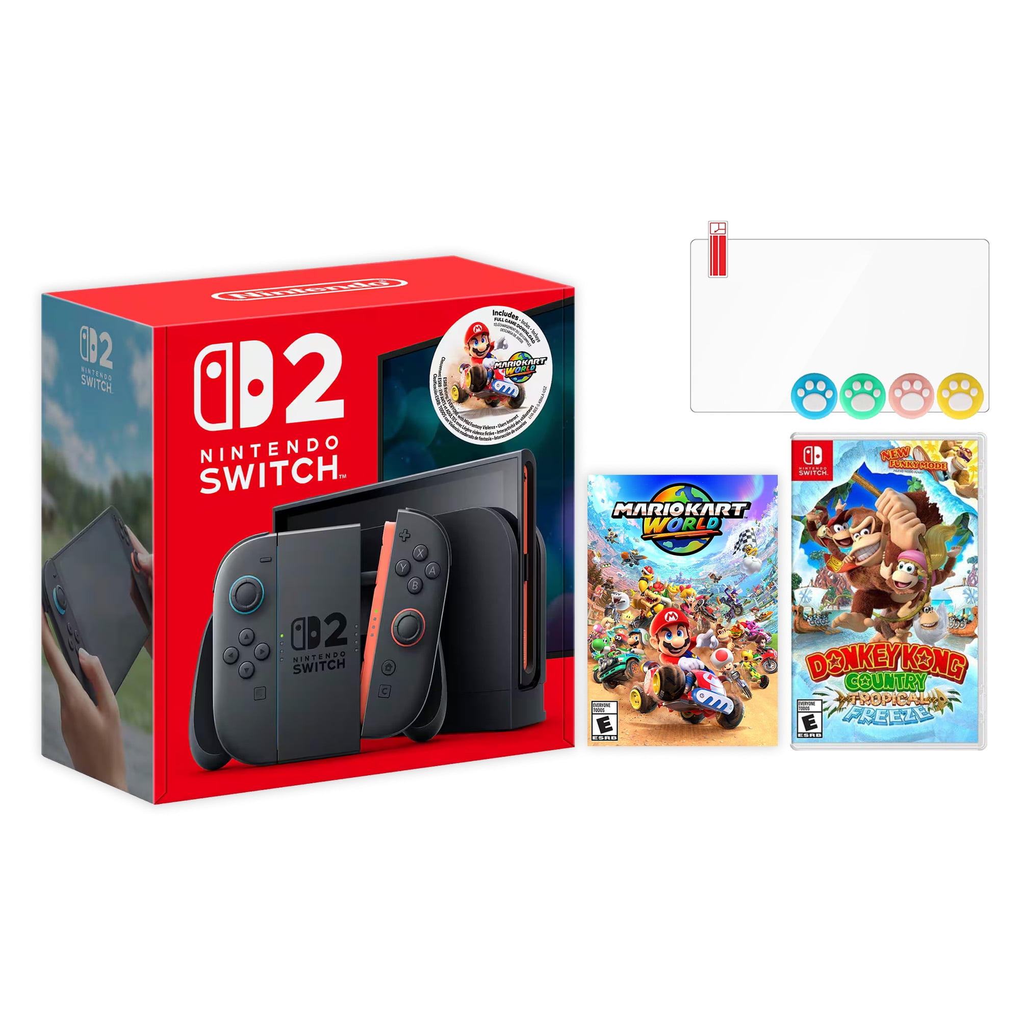 Nintendo Switch 2 Mario Kart World Bundle 256GB 7.9-Inch 1080P Screen, Joy-Con 2 with Mouse Sensor, Dock, with Overcooked! All You Can Eat And Mytrix Joystick Caps & Screen Protector
