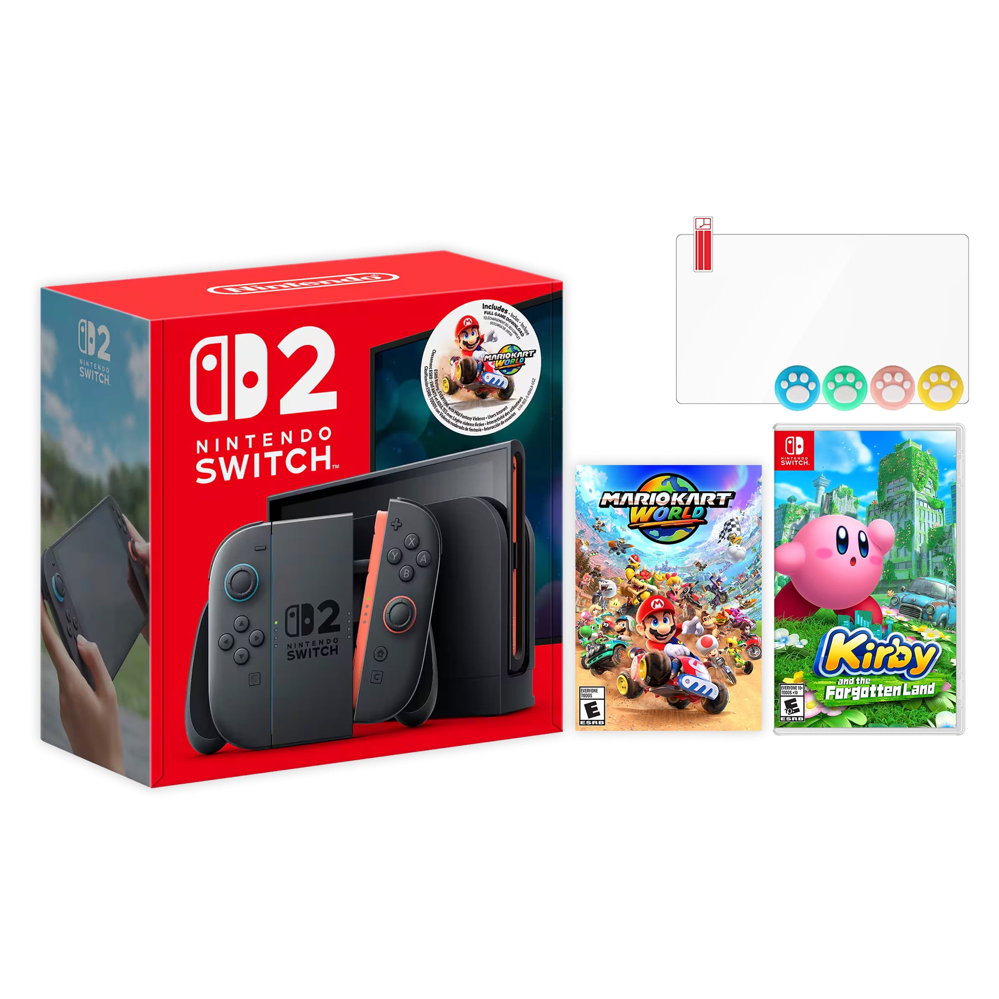 Nintendo Switch 2 Mario Kart World Bundle 256GB 7.9-Inch 1080P Screen, Joy-Con 2 with Mouse Sensor, Dock, with Overcooked! All You Can Eat And Mytrix Joystick Caps & Screen Protector