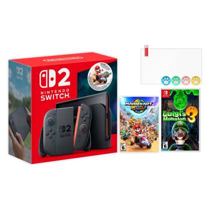 Nintendo Switch 2 Mario Kart World Bundle 256GB 7.9-Inch 1080P Screen, Joy-Con 2 with Mouse Sensor, Dock, with Overcooked! All You Can Eat And Mytrix Joystick Caps & Screen Protector