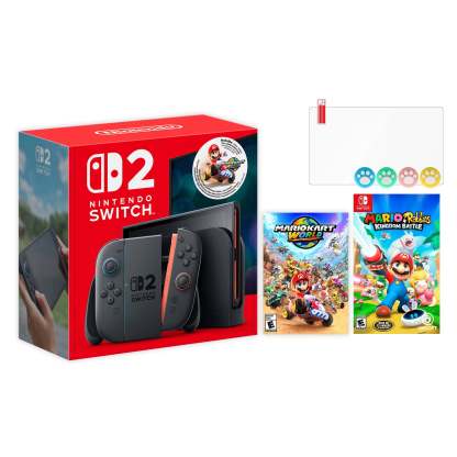 Nintendo Switch 2 Mario Kart World Bundle 256GB 7.9-Inch 1080P Screen, Joy-Con 2 with Mouse Sensor, Dock, with Overcooked! All You Can Eat And Mytrix Joystick Caps & Screen Protector