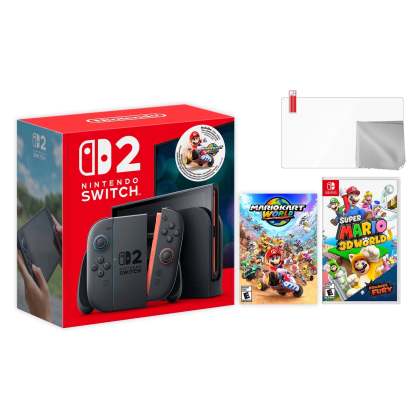 Nintendo Switch 2 Mario Kart World Bundle 256GB 7.9-Inch 1080P Screen, Joy-Con 2 with Mouse Sensor, Dock, with Super Mario Party And Microfiber Cleaning Cloth & Screen Protector