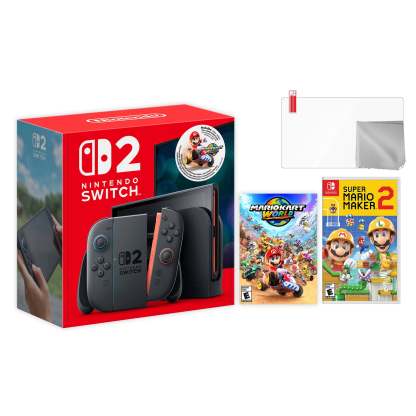 Nintendo Switch 2 Mario Kart World Bundle 256GB 7.9-Inch 1080P Screen, Joy-Con 2 with Mouse Sensor, Dock, with Super Mario Party And Microfiber Cleaning Cloth & Screen Protector