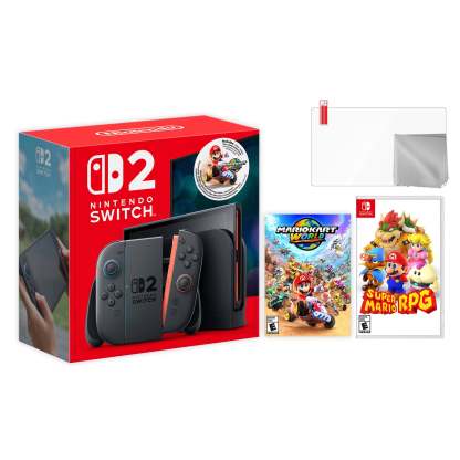 Nintendo Switch 2 Mario Kart World Bundle 256GB 7.9-Inch 1080P Screen, Joy-Con 2 with Mouse Sensor, Dock, with Super Mario Party And Microfiber Cleaning Cloth & Screen Protector