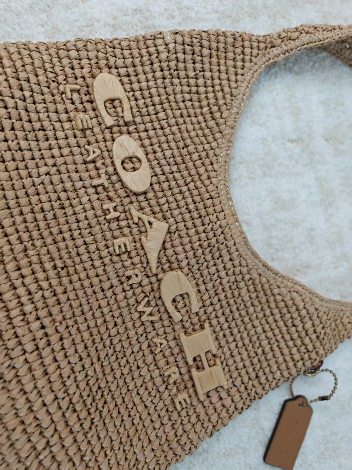 CAL97 Brooklyn Small Straw Shoulder Bag 28 Beige Outlet NEW