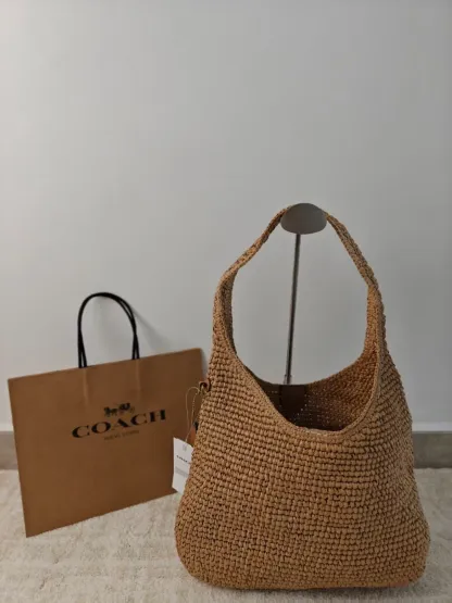 CAL97 Brooklyn Small Straw Shoulder Bag 28 Beige Outlet NEW