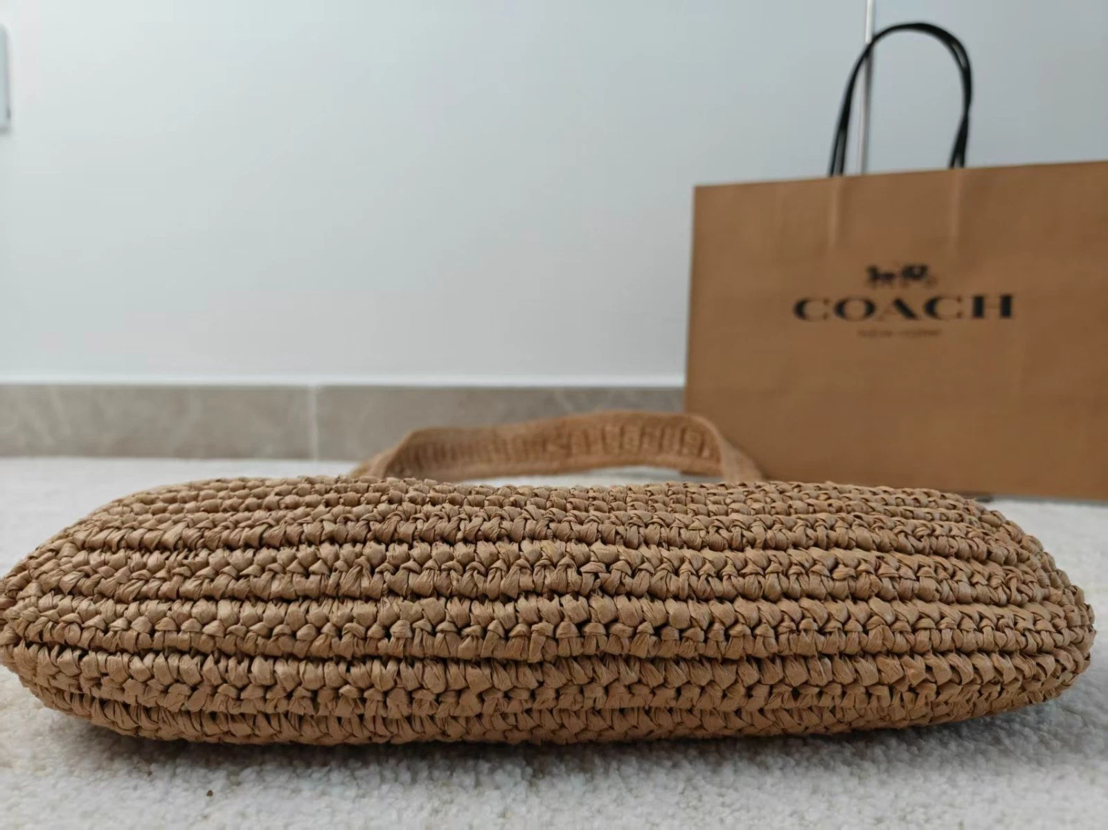 CAL97 Brooklyn Small Straw Shoulder Bag 28 Beige Outlet NEW