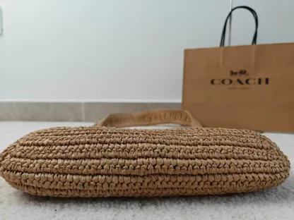 CAL97 Brooklyn Small Straw Shoulder Bag 28 Beige Outlet NEW