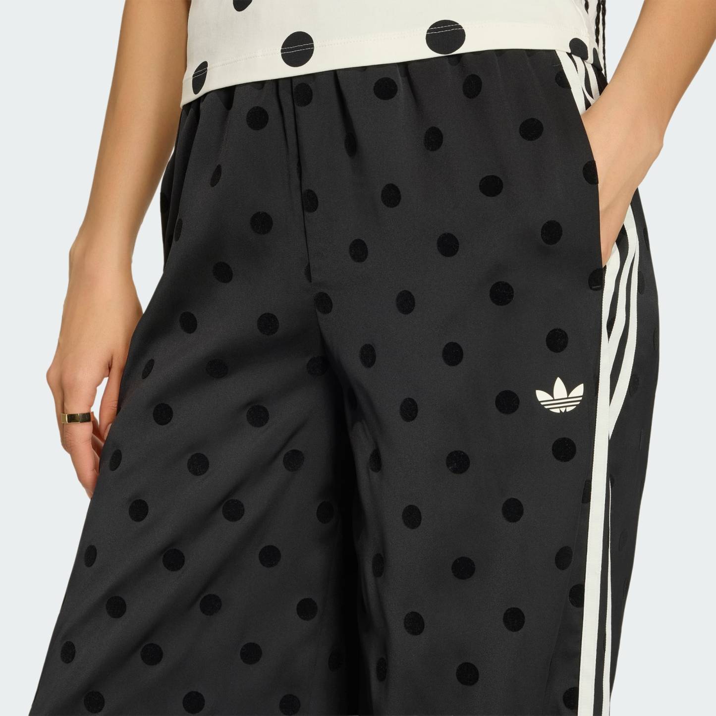 SATIN POLKA DOTS WIDE LEG PANT