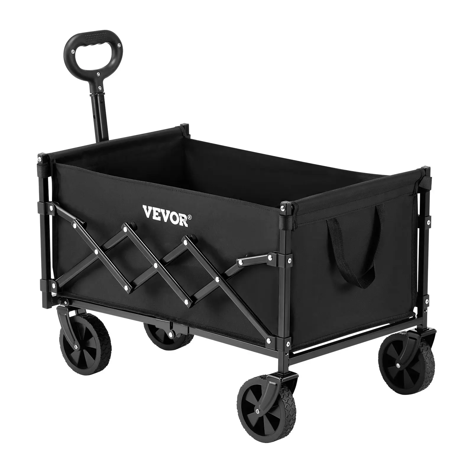 Carro plegable de doble nivel, carro de carga plegable con ruedas todoterreno, carro plegable de alta resistencia para camping, compras y jardinería, con extensor extra largo de 52 pulgadas.