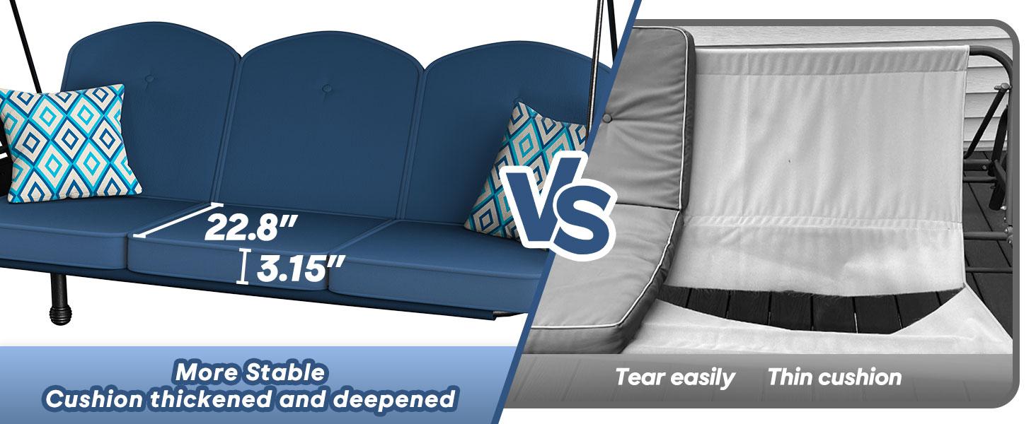 【Summervibes】3 Seat Outdoor Porch Patio Swing 800lbs 2-in-1 Patio Swing Chair Bed with Adjustable Canopy & Cup Holder Removable Cushion Outdoor Adult Swing with Stand for Yard Porch Garden Deck 【Summervibes】3 Seat Outdoor Porch Patio Swing 800lbs 2-in-1 Patio Swing Chair Bed with Adjustable Canopy & Cup Holder Removable Cushion Outdoor Adult Swing with Stand for Yard Porch Garden Deck