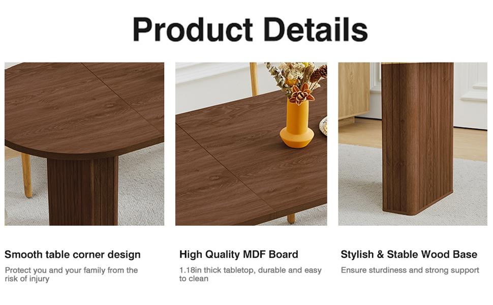 Giratree 70.8 Inch Kitchen Dining Table for 6-8 People, Oval Kitchen Table with Wood Strip Base, Modern Farmhouse Large Round Dining Room Tables for Kitchen Living Room Giratree 70.8 Inch Kitchen Dining Table for 6-8 People, Oval Kitchen Table with Wood Strip Base, Modern Farmhouse Large Round Dining Room Tables for Kitchen Living Room