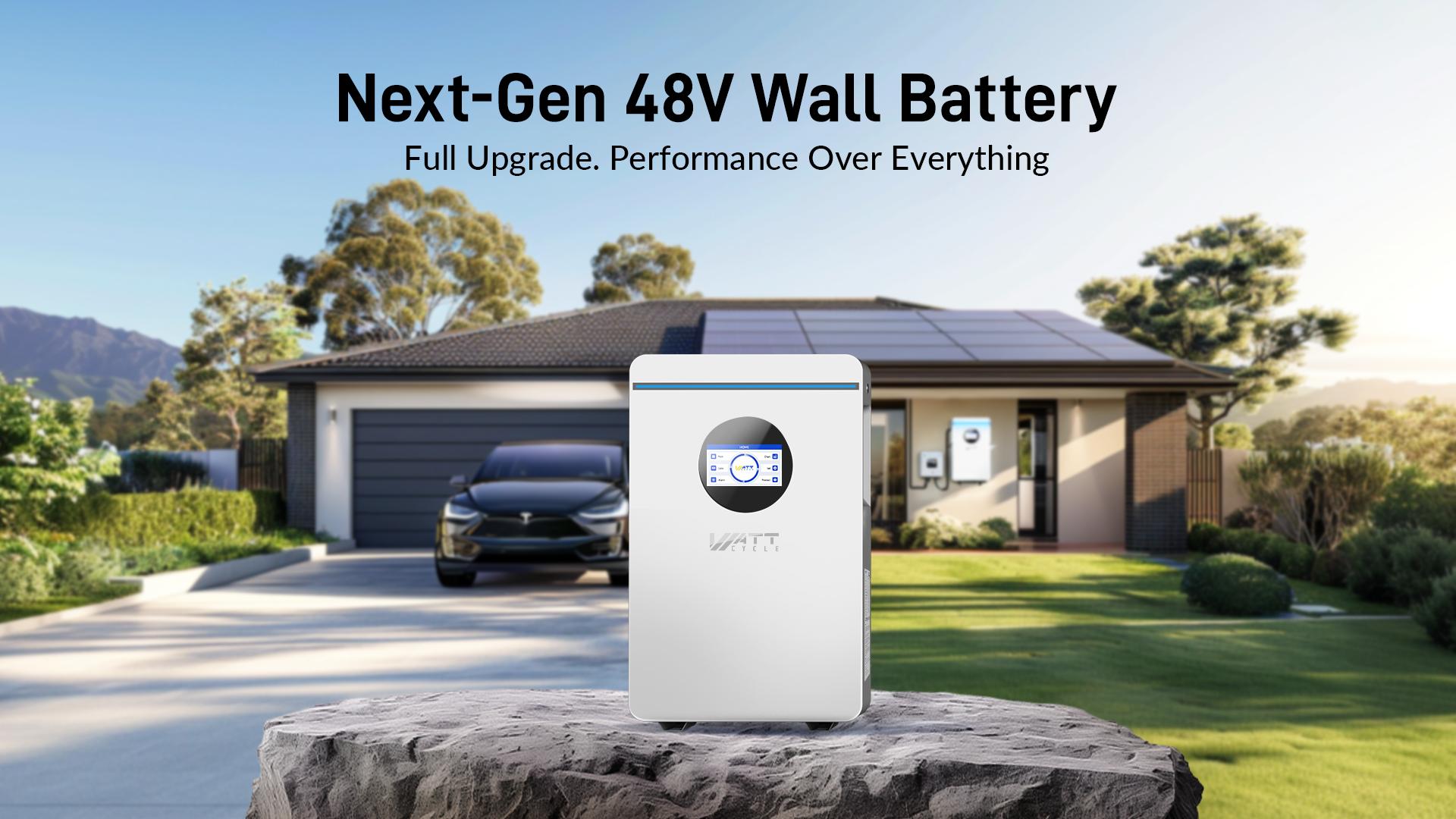 WattCycle 48V 100Ah 5.12kWh Wall-Mounted LiFePO4 Battery with Bluetooth for Home Backup Power, deep cycle,solar system WattCycle 48V 100Ah 5.12kWh Wall-Mounted LiFePO4 Battery with Bluetooth for Home Backup Power, deep cycle,solar system
