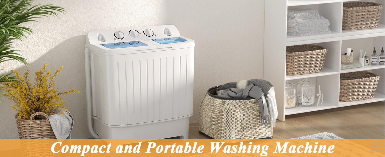 COSTWAY Portable Washing Machine, 13/20/26lbs Mini Twin Tub Washing Machine w/Drain Pump, Semi Automatic Compact Washer & Sipnner, Portable Washer Dryer Combo for Apartments Dorms RV Camping COSTWAY Portable Washing Machine, 13/20/26lbs Mini Twin Tub Washing Machine w/Drain Pump, Semi Automatic Compact Washer & Sipnner, Portable Washer Dryer Combo for Apartments Dorms RV Camping