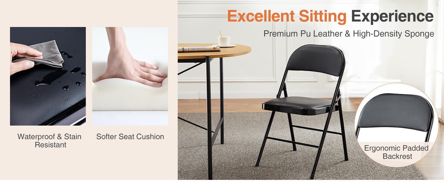 【Value Pack】Leather-Padded Folding Chair, Sturdy Metal Frame, Versatile Seating for Indoor & Outdoor Use 【Value Pack】Leather-Padded Folding Chair, Sturdy Metal Frame, Versatile Seating for Indoor & Outdoor Use