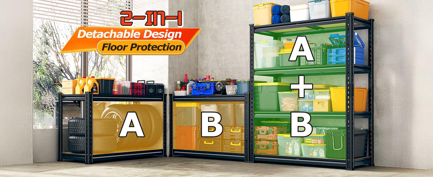 Raybee 2-Pack 4-Tier Heavyduty Garage Shelving Units Metal Shelves Storage Height Adjustable Utility Racks for Warehouse Organizing Pantry Kitchen Basement Shelf Organiser 35.5"Wide 12" Deep 60" High Twin Size 71" Wide #SummerVibes #TikTokShopStockUp