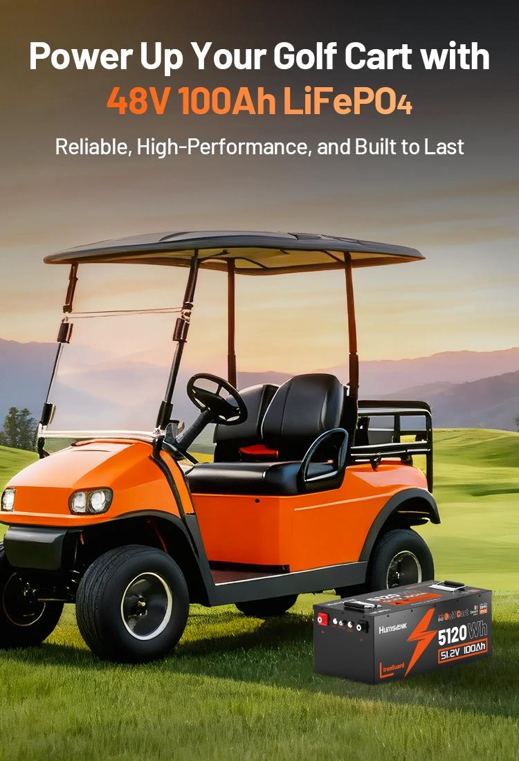 【Iron】Humsienk 48V 100Ah LiFePO4 Bluetooth Battery for Golf Cart, Metal case defends, Built-in 200A BMS, 50+ Mile Range for RV, Solar Marine, Off-grid Digital Power Display