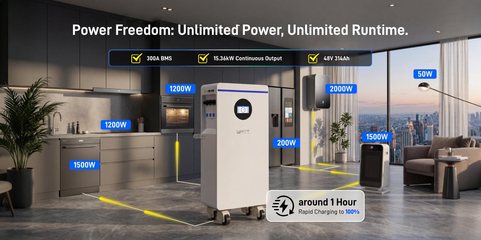 【Bundle】【Freight Shipping】WattCycle Storm-Ready Power System Kit 48V 12kW Hybrid Inverter + 48V 314Ah 16kWh Battery LiFePO4 Lithium Battery with Smart BMS, Bluetooth, Active Balancing & Communication solar system 【Bundle】【Freight Shipping】WattCycle Storm-Ready Power System Kit 48V 12kW Hybrid Inverter + 48V 314Ah 16kWh Battery LiFePO4 Lithium Battery with Smart BMS, Bluetooth, Active Balancing & Communication solar system