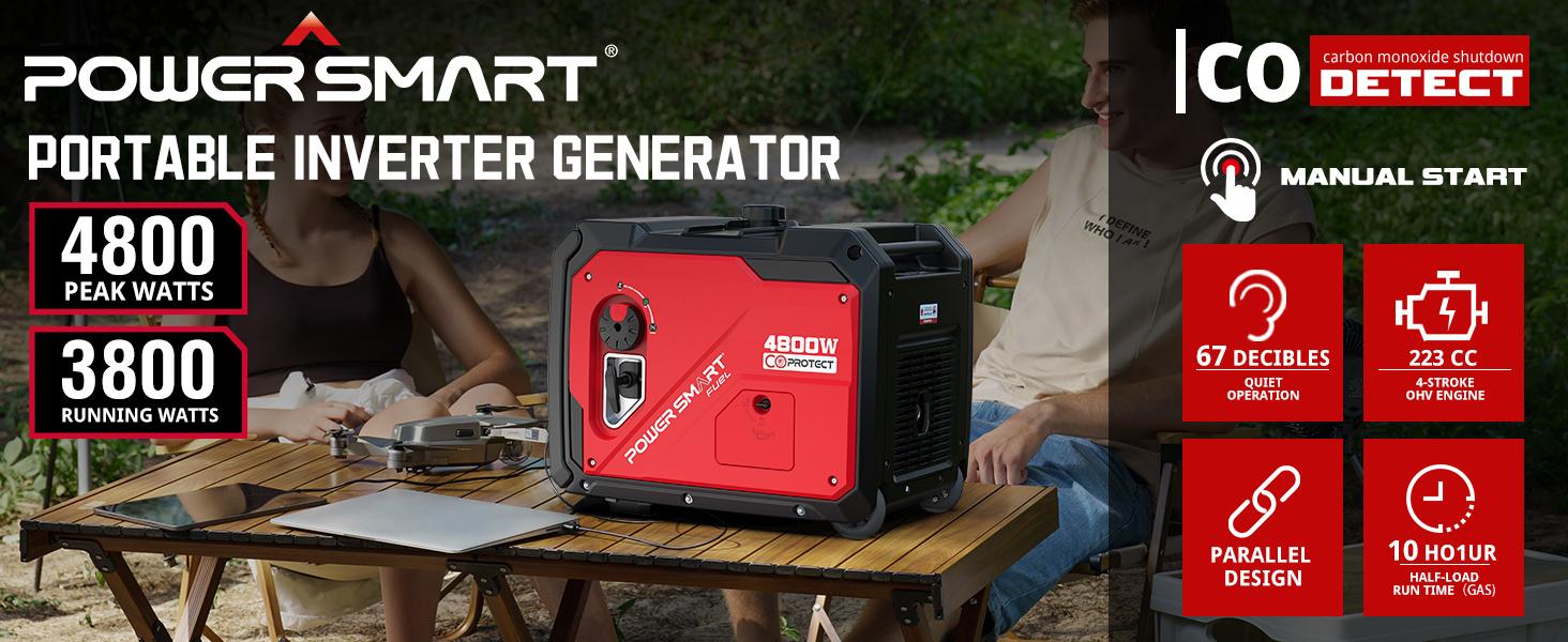 (Thunderstorms Ready)PowerSmart Electric Start 4800-5000 Watt Portable Inverter Generator with Wheels Handle Kit,Hurricane season,Heavy Duty Motor,CO Protect,Quiet,30 Amp for RV-Ready,Summervibes (DH5050E PS5046CE HB5046C) (Thunderstorms Ready)PowerSmart Electric Start 4800-5000 Watt Portable Inverter Generator with Wheels Handle Kit,Hurricane season,Heavy Duty Motor,CO Protect,Quiet,30 Amp for RV-Ready,Summervibes (DH5050E PS5046CE HB5046C)