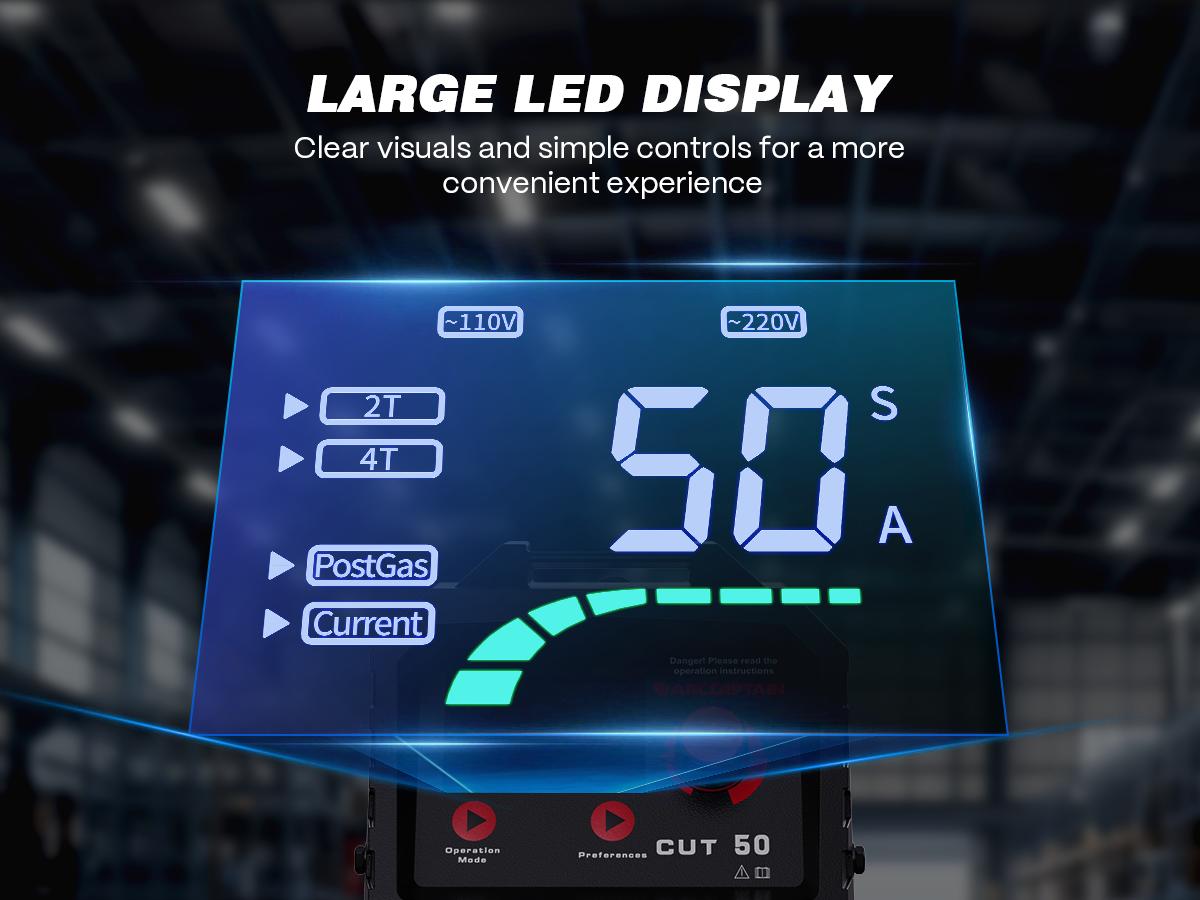 ARCCAPTAIN 50A Dual Voltage 110/220V DC Inverter IGBT Plasma Cutter Welder, Large LED Display, 1/2 in Clean Cut, Post Flow, 2T/4T, FCC/CE/ANSI Recognized Portable Welding Machine for Beginners (Tools & Hardware) fathersdaygift ARCCAPTAIN 50A Dual Voltage 110/220V DC Inverter IGBT Plasma Cutter Welder, Large LED Display, 1/2 in Clean Cut, Post Flow, 2T/4T, FCC/CE/ANSI Recognized Portable Welding Machine for Beginners (Tools & Hardware) fathersdaygift