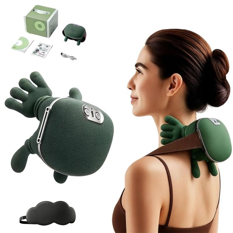Masajeador de cuello con dedos, masajeador de cuello calentado con manos, masajeador de cuello y hombros ajustable, masaje de amasamiento profundo 4D que simula la palma real, masajeador de relajación muscular, regalo de cumpleaños para mujeres y hombres.