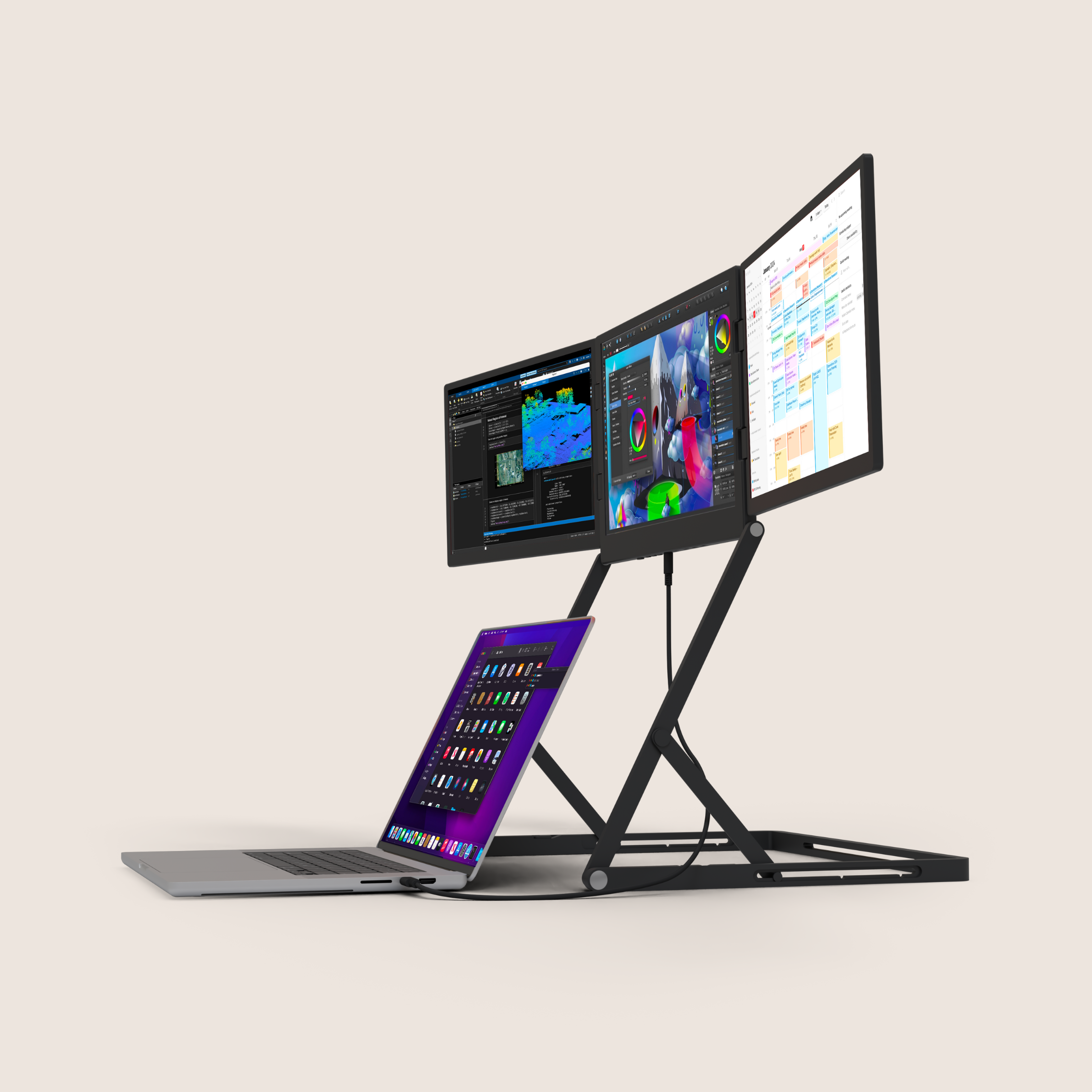 MaxView Ultra™: Estación de Triple Pantalla Portátil HD